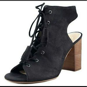 Jessica Simpson Black Lace Up Block Heels
